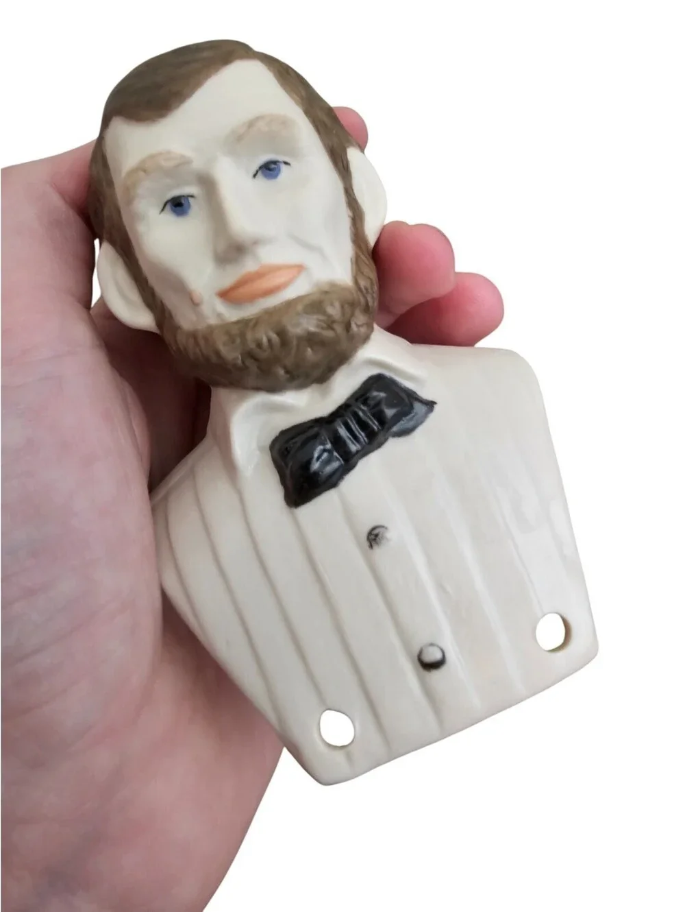 Vintage Hand Painted Bisque Doll Bust Head Germany Man Abraham Lincoln